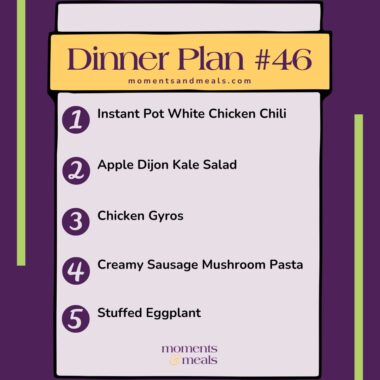 infographic of 5 dinner ideas for this week