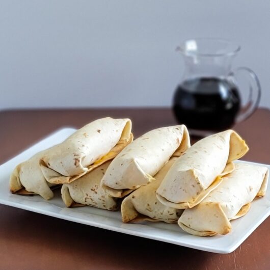 Chicken Sausage Breakfast Burritos with Spicy Maple Syrup (Make Ahead