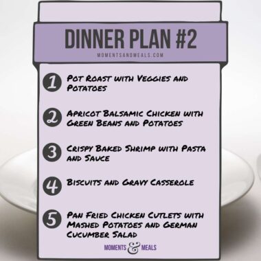 list of dinner ideas for this weeks meal plan