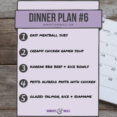 infographic of 5 dinner ideas for this week