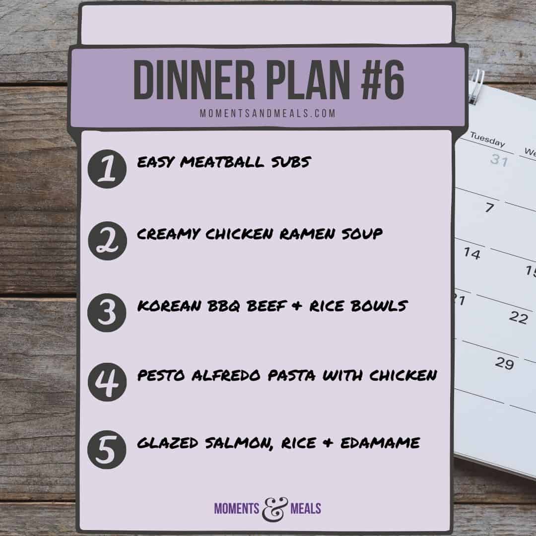 Weekly Dinner Plan #6