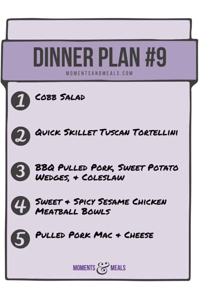 infographic of 5 dinner ideas for this week