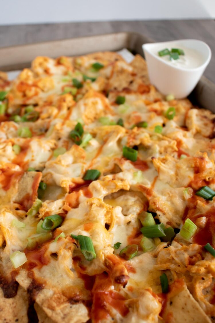 Buffalo Chicken Nachos | Moments & Meals