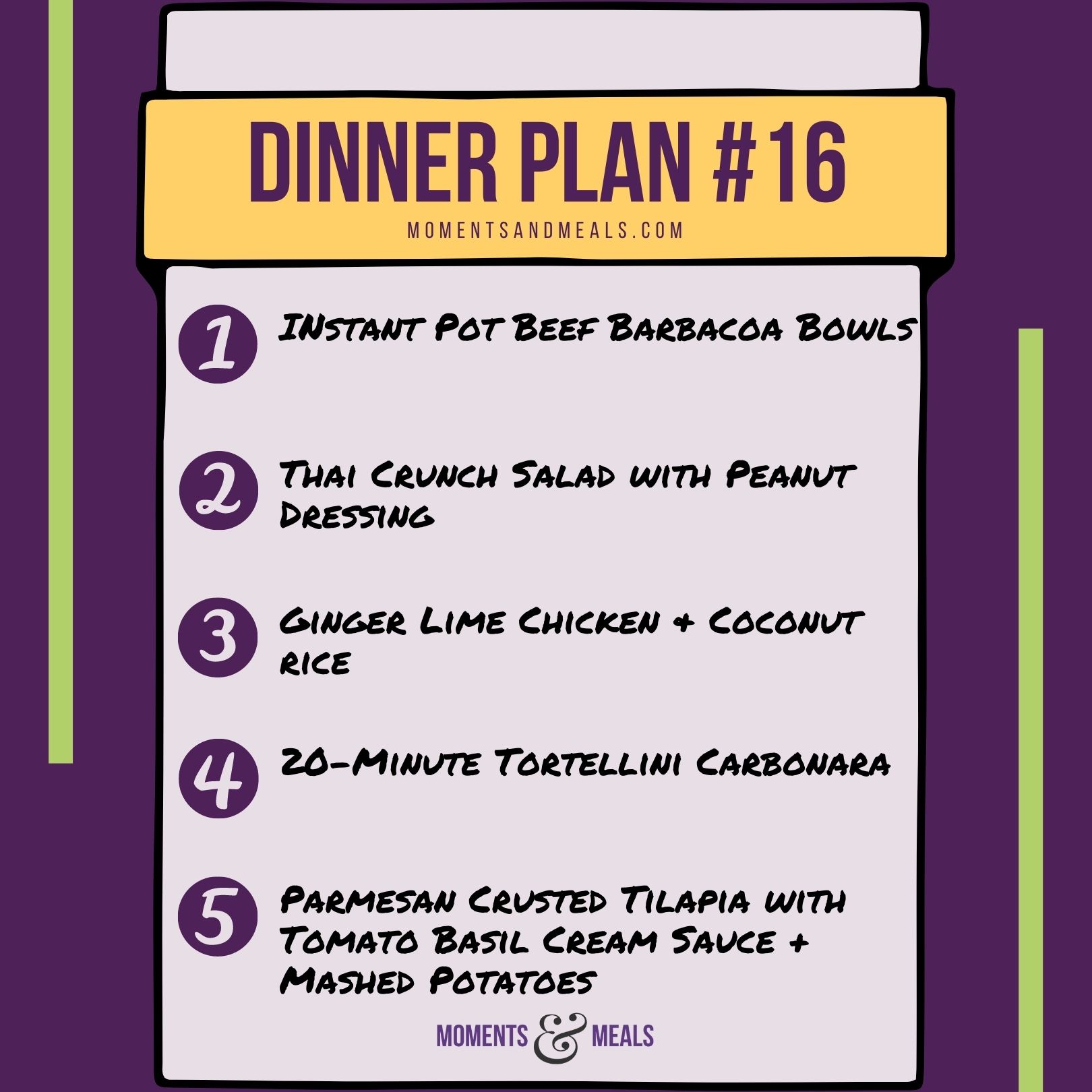 Weekly Dinner Plan #16