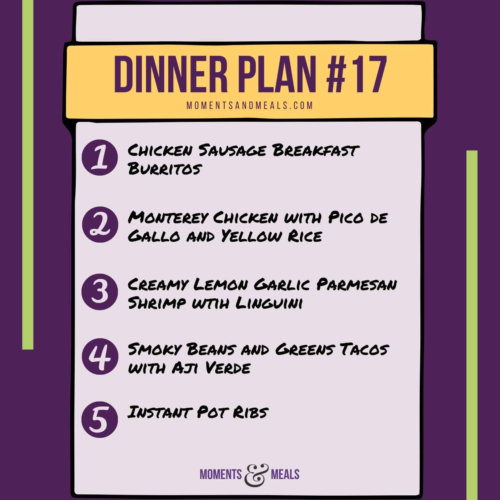 Weekly Dinner Plan #17