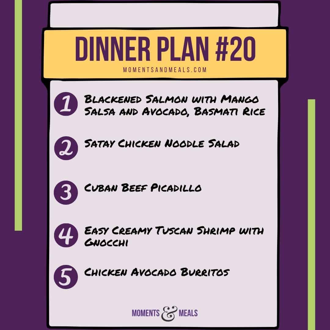 Weekly Dinner Plan #20