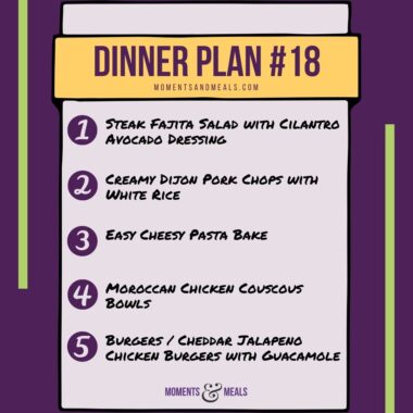 infographic of 5 dinner ideas for this week