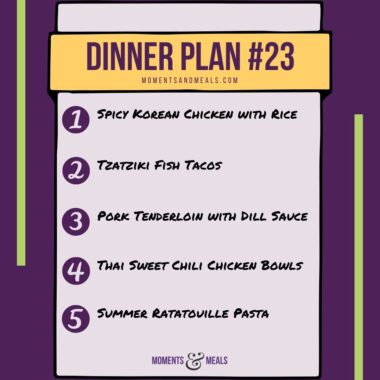 infographic of 5 dinner ideas for this week