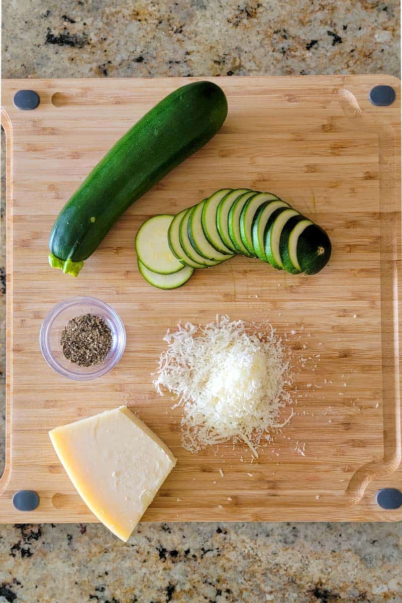 cutting board with ingredients to make this recipe