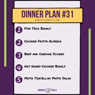 infographic of 5 dinner ideas for this week