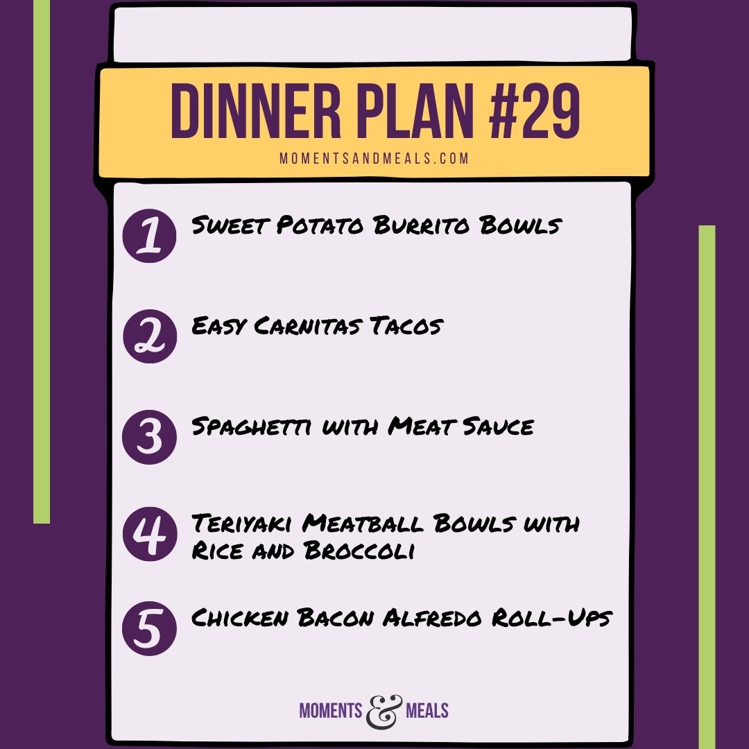 Weekly Dinner Plan #29