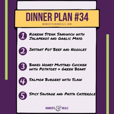 infographic of 5 dinner ideas for this week