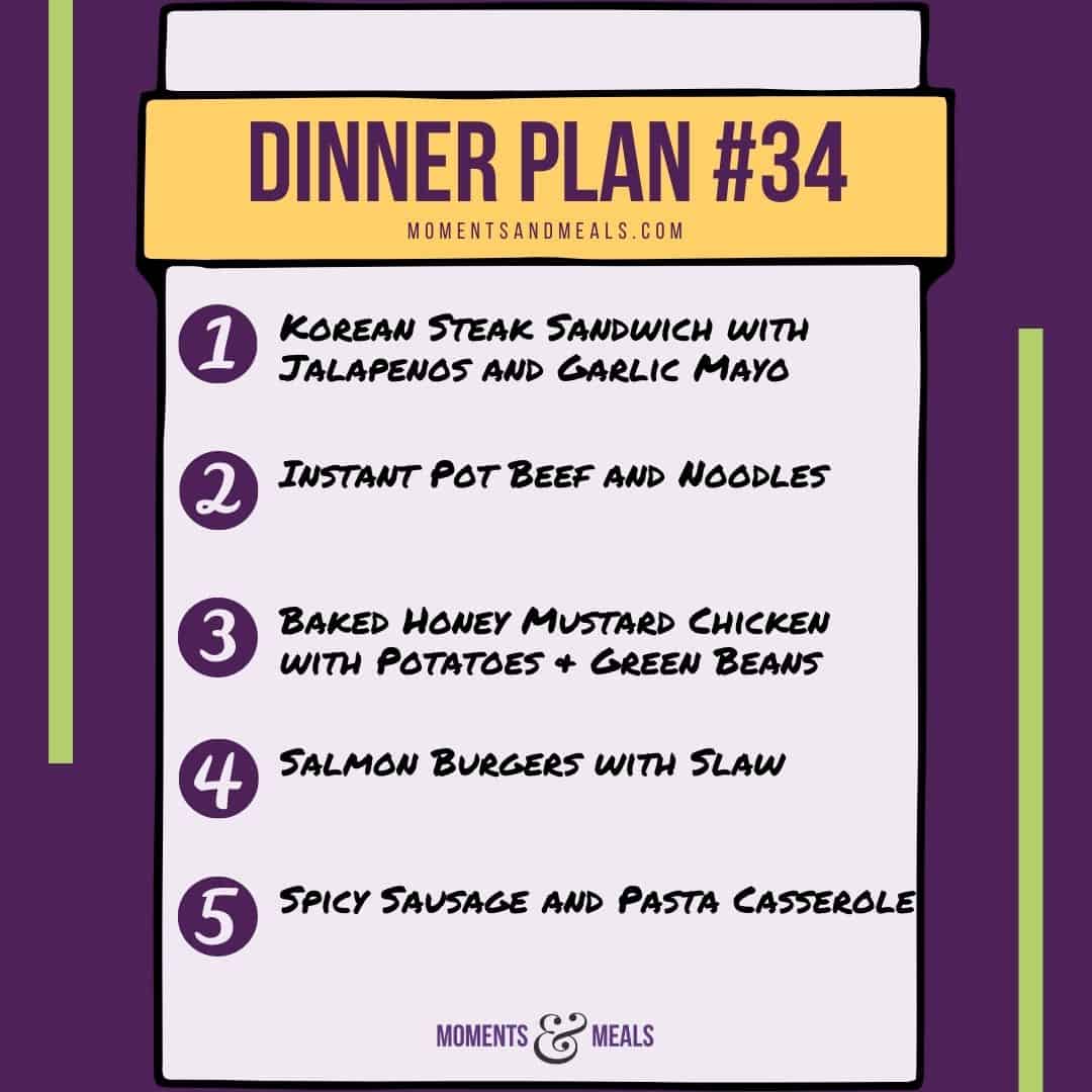 Weekly Dinner Plan #34