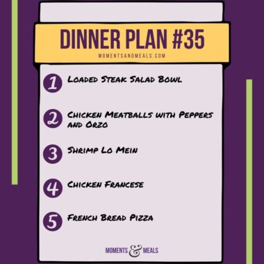 infographic of 5 dinner ideas for this week