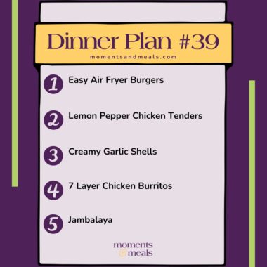 infographic of 5 dinner ideas for this week