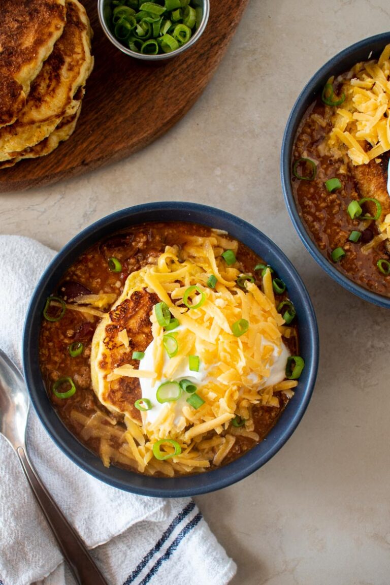 Simple Ground Turkey Chili with Beer (& Corn Cake Toppers) Moments